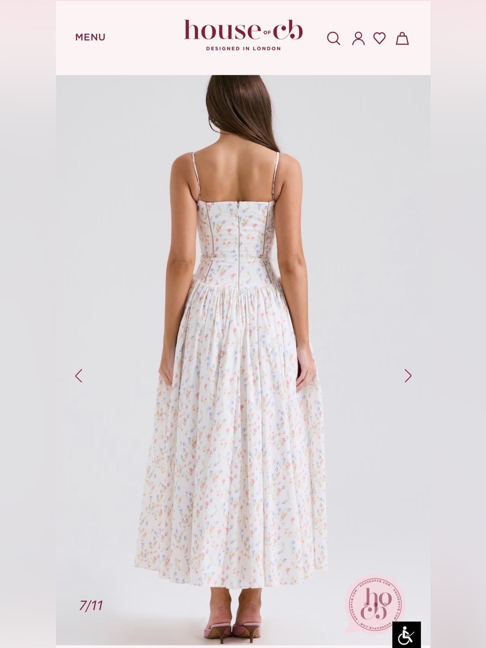 House of CB YSABELLA White Posy Print Cotton Maxi Sundress L+ plus cup $299 - Picture 7 of 9